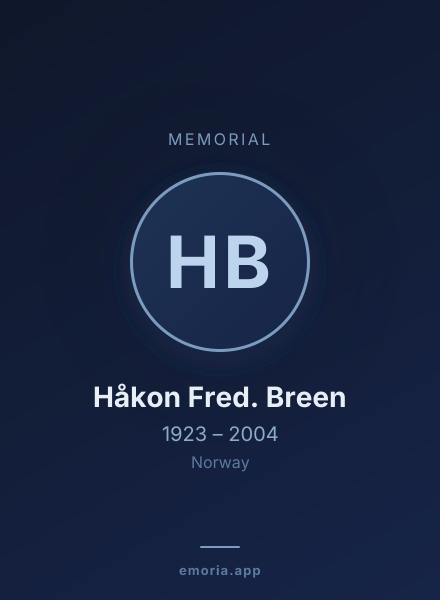 Memorial portrait of Håkon Fred. Breen
