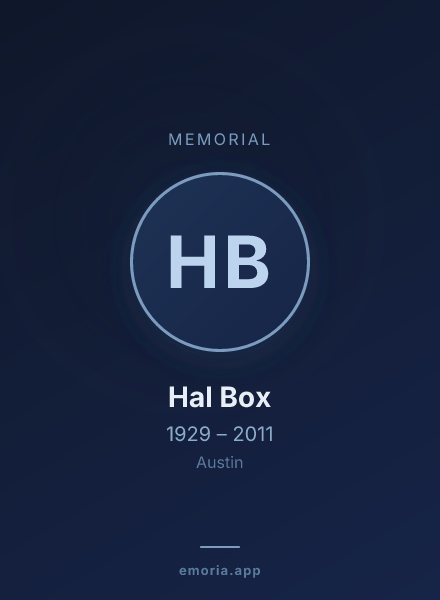Memorial portrait of Hal Box