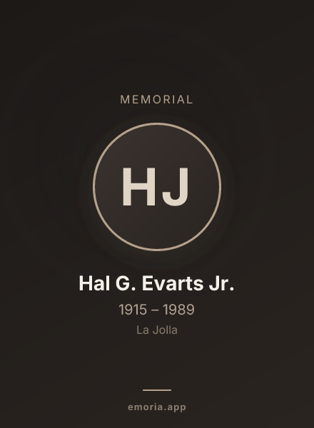 Memorial portrait of Hal G. Evarts Jr.