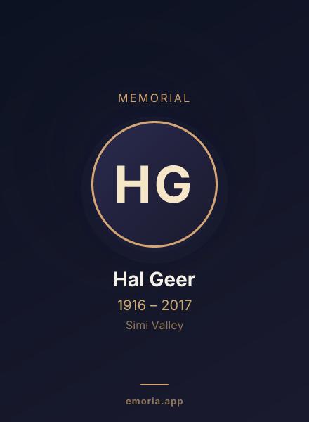 Memorial portrait of Hal Geer