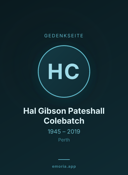 Gedenkportrait von Hal Gibson Pateshall Colebatch