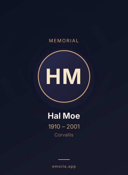 Memorial portrait of Hal Moe