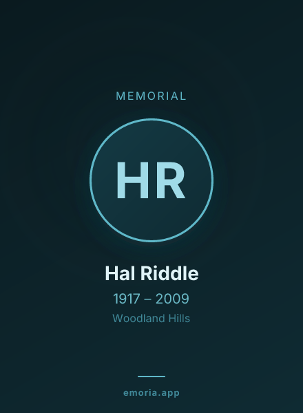 Memorial portrait of Hal Riddle