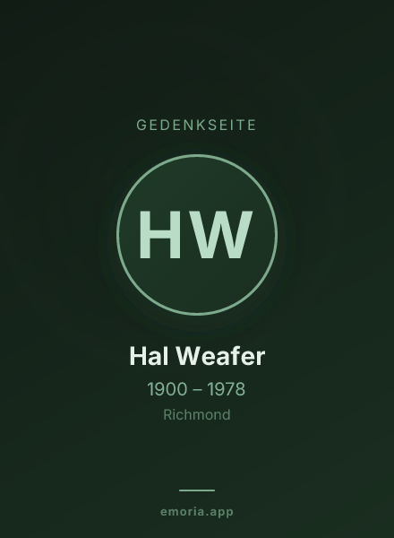 Gedenkportrait von Hal Weafer