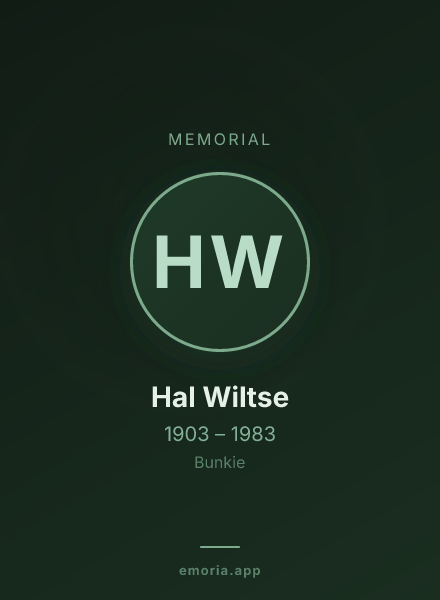 Memorial portrait of Hal Wiltse