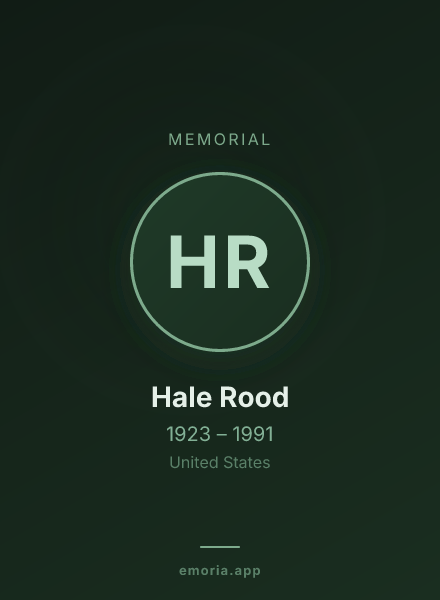Memorial portrait of Hale Rood