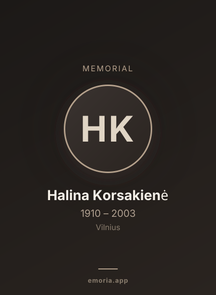Memorial portrait of Halina Korsakienė