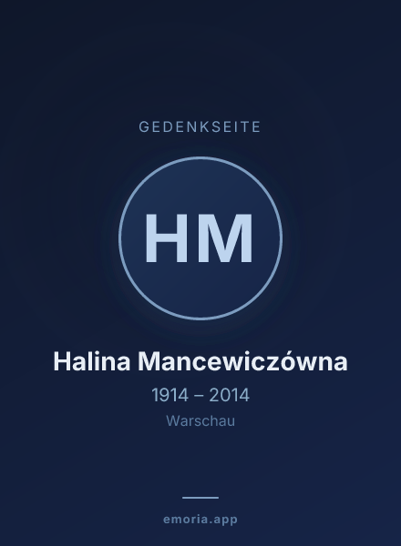 Gedenkportrait von Halina Mancewiczówna