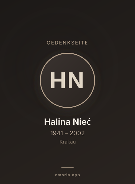 Gedenkportrait von Halina Nieć