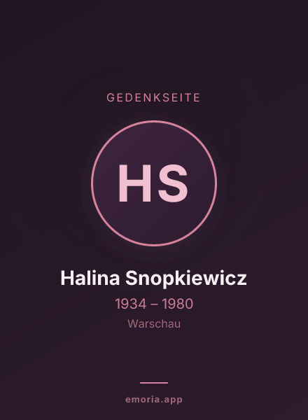 Gedenkportrait von Halina Snopkiewicz