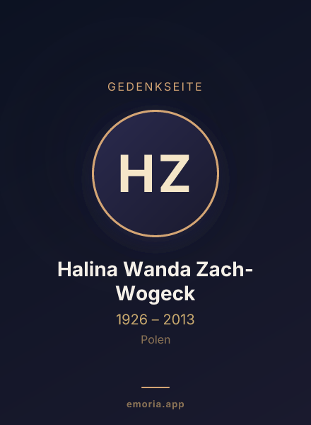 Gedenkportrait von Halina Wanda Zach-Wogeck