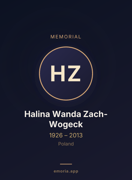Memorial portrait of Halina Wanda Zach-Wogeck