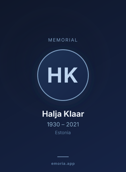 Memorial portrait of Halja Klaar