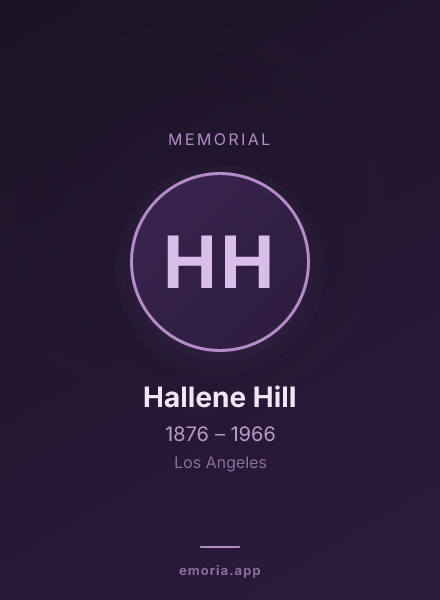 Memorial portrait of Hallene Hill