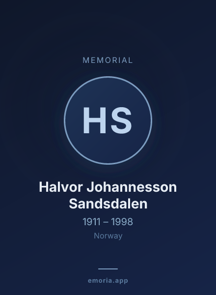 Memorial portrait of Halvor Johannesson Sandsdalen