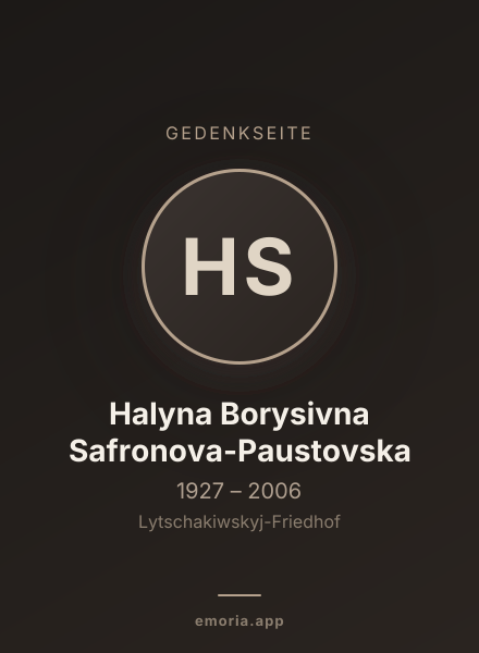 Gedenkportrait von Halyna Borysivna Safronova-Paustovska