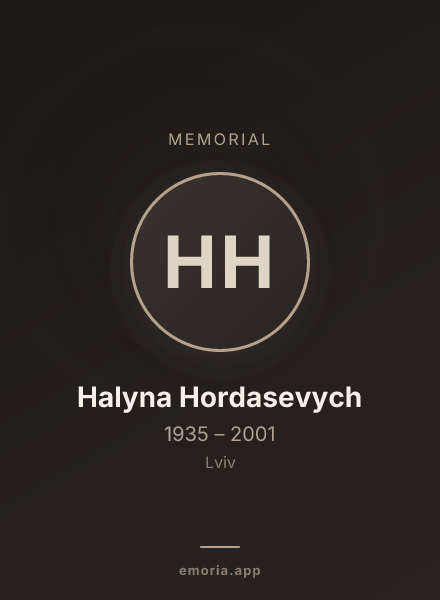 Memorial portrait of Halyna Hordasevych