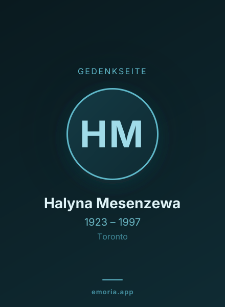 Gedenkportrait von Halyna Mesenzewa