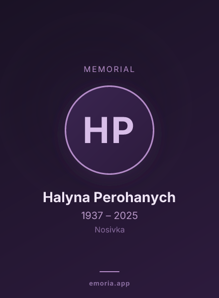 Memorial portrait of Halyna Perohanych