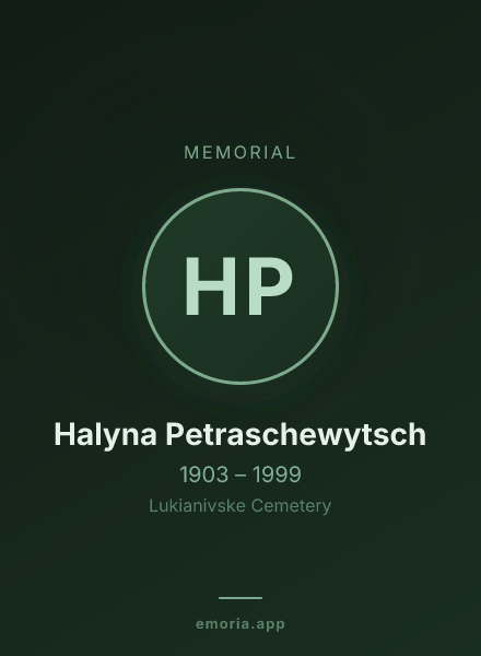 Memorial portrait of Halyna Petraschewytsch