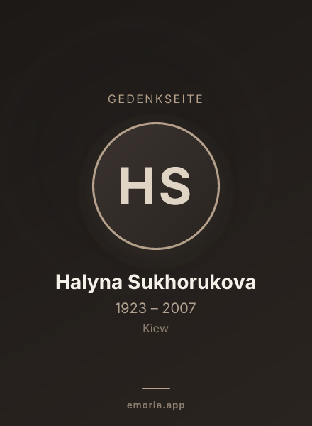 Gedenkportrait von Halyna Sukhorukova