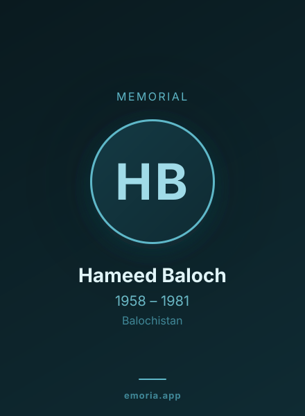 Memorial portrait of Hameed Baloch