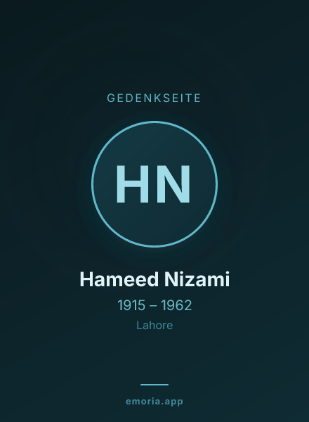 Gedenkportrait von Hameed Nizami