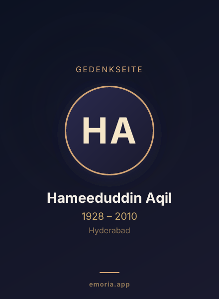 Gedenkportrait von Hameeduddin Aqil