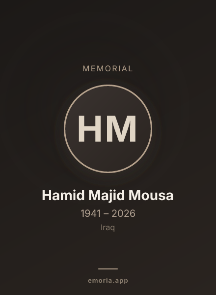 Memorial portrait of Hamid Majid Mousa