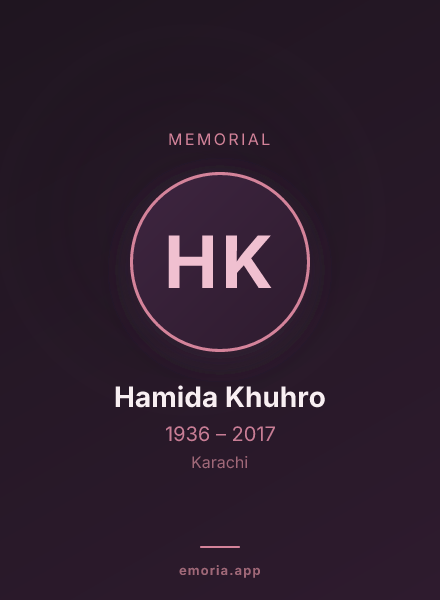 Memorial portrait of Hamida Khuhro