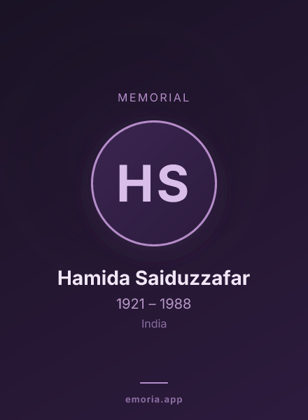 Memorial portrait of Hamida Saiduzzafar