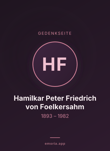 Gedenkportrait von Hamilkar Peter Friedrich von Foelkersahm