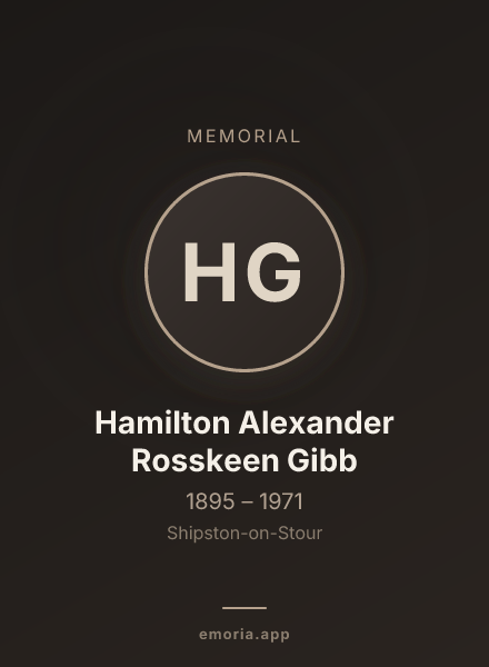Memorial portrait of Hamilton Alexander Rosskeen Gibb