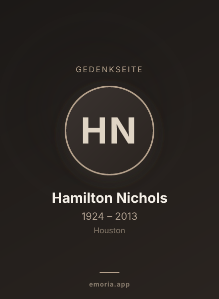Gedenkportrait von Hamilton Nichols