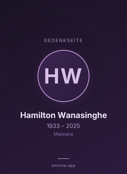 Gedenkportrait von Hamilton Wanasinghe