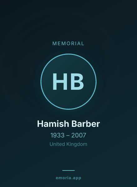 Memorial portrait of Hamish Barber