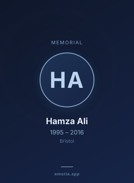 Memorial portrait of Hamza Ali