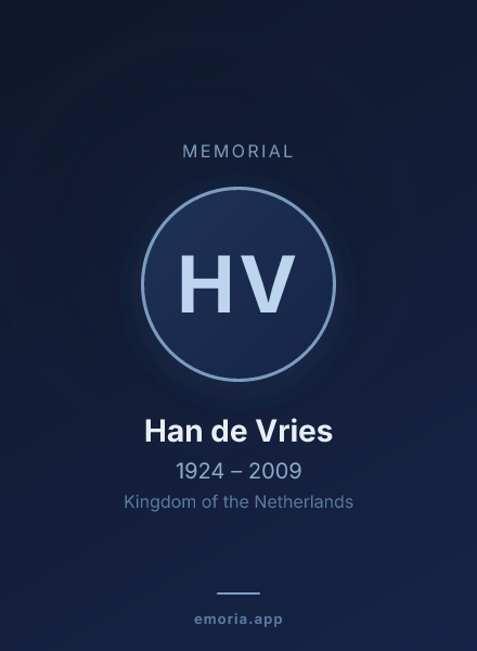 Memorial portrait of Han de Vries