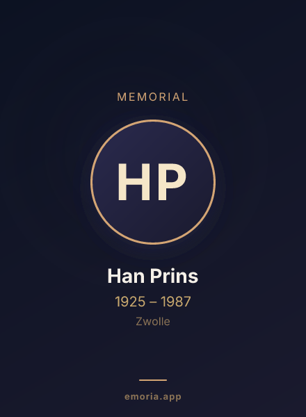 Memorial portrait of Han Prins