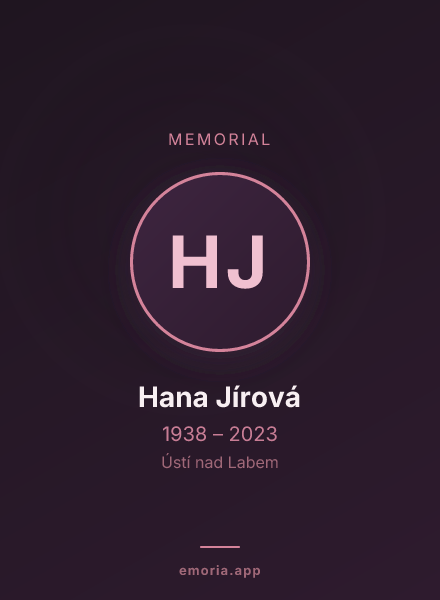 Memorial portrait of Hana Jírová