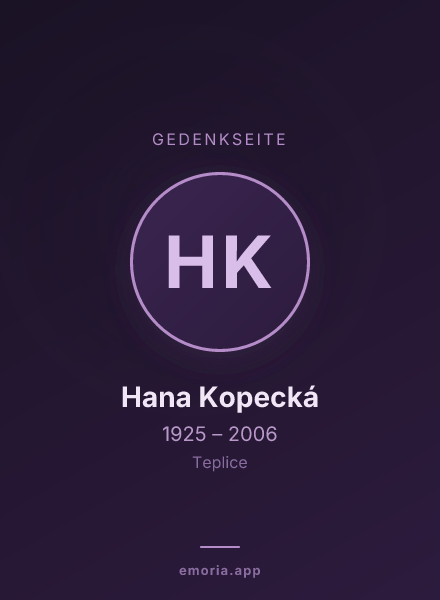 Gedenkportrait von Hana Kopecká