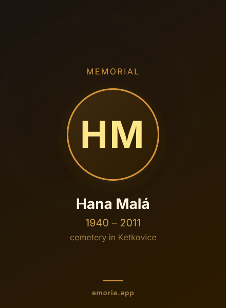 Memorial portrait of Hana Malá