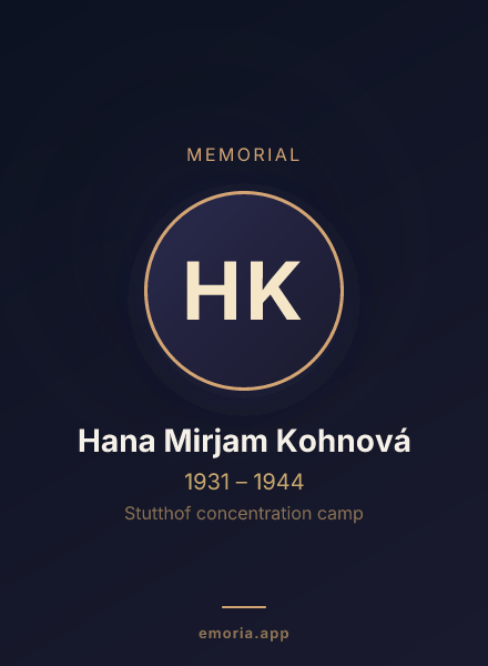 Memorial portrait of Hana Mirjam Kohnová