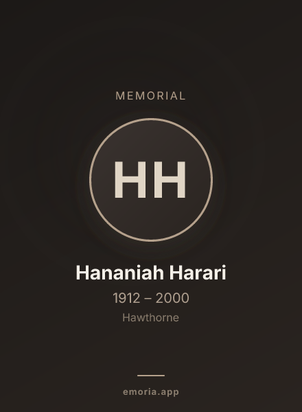 Memorial portrait of Hananiah Harari