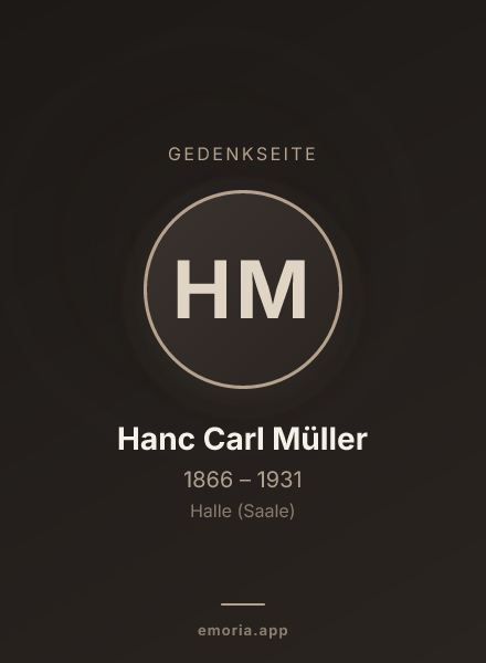 Gedenkportrait von Hanc Carl Müller