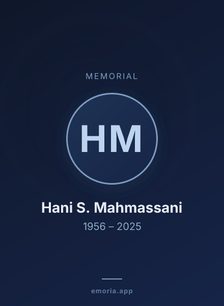Memorial portrait of Hani S. Mahmassani