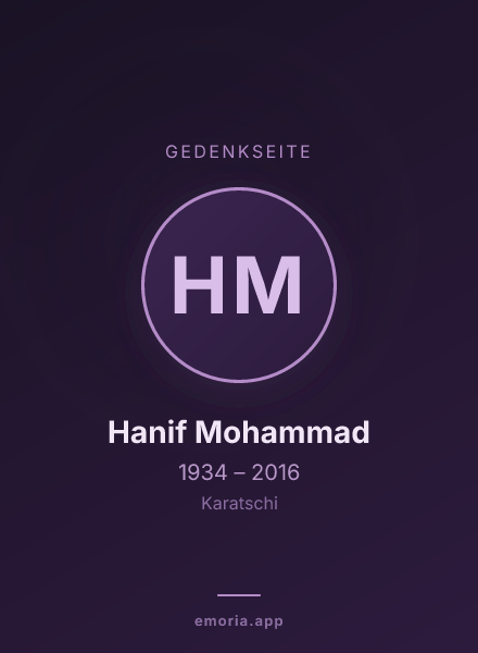 Gedenkportrait von Hanif Mohammad