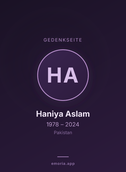 Gedenkportrait von Haniya Aslam