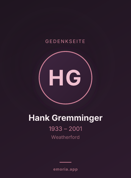 Gedenkportrait von Hank Gremminger