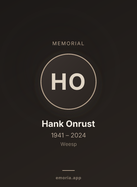 Memorial portrait of Hank Onrust